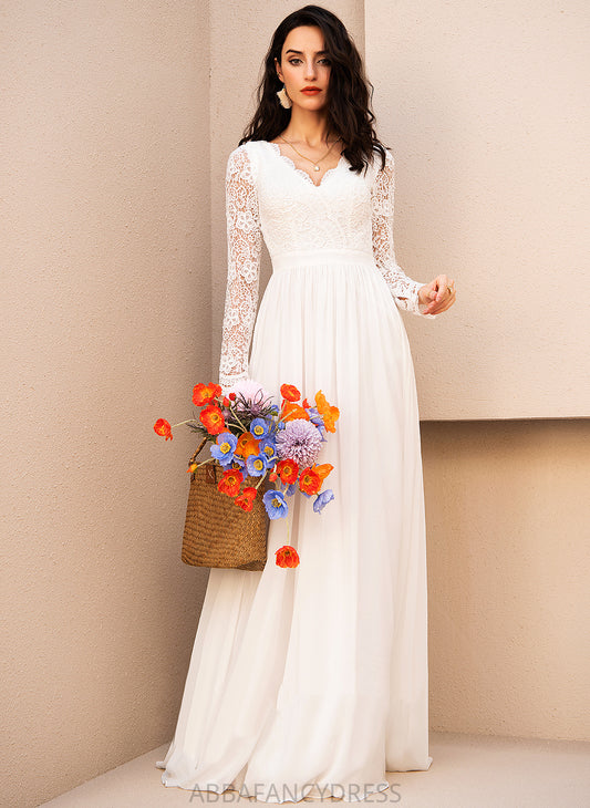 Wedding Wedding Dresses Chiffon Dress V-neck Yareli Floor-Length A-Line