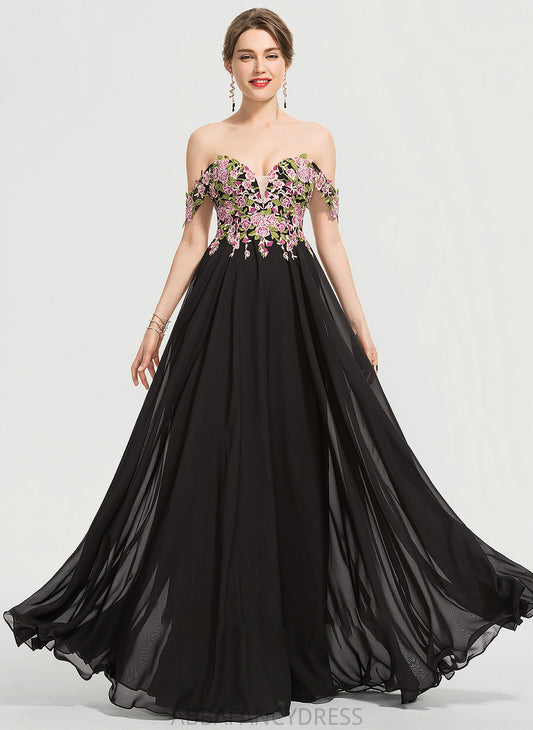 Off-the-Shoulder Chiffon Prom Dresses Ball-Gown/Princess London Floor-Length