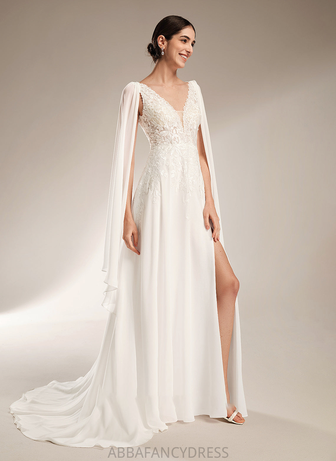 Sequins With Train Wedding Dresses Court Dress Wedding V-neck Aiyana A-Line