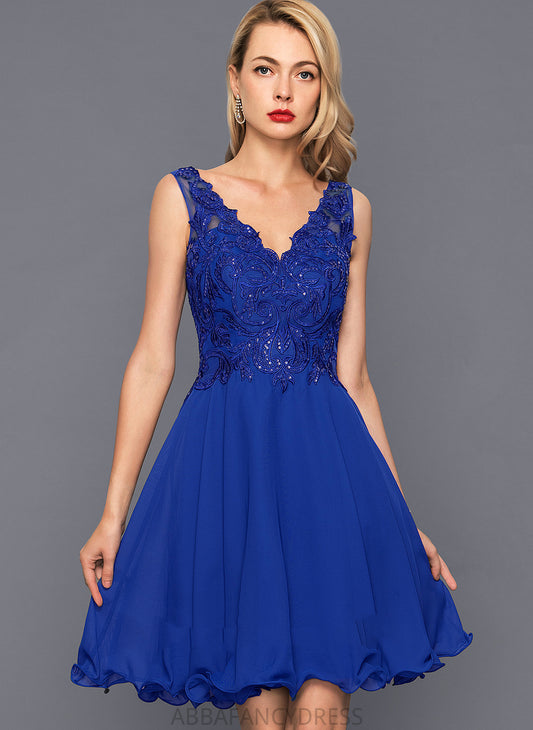 Dress Samantha Homecoming Dresses Knee-Length Chiffon A-Line Homecoming V-neck