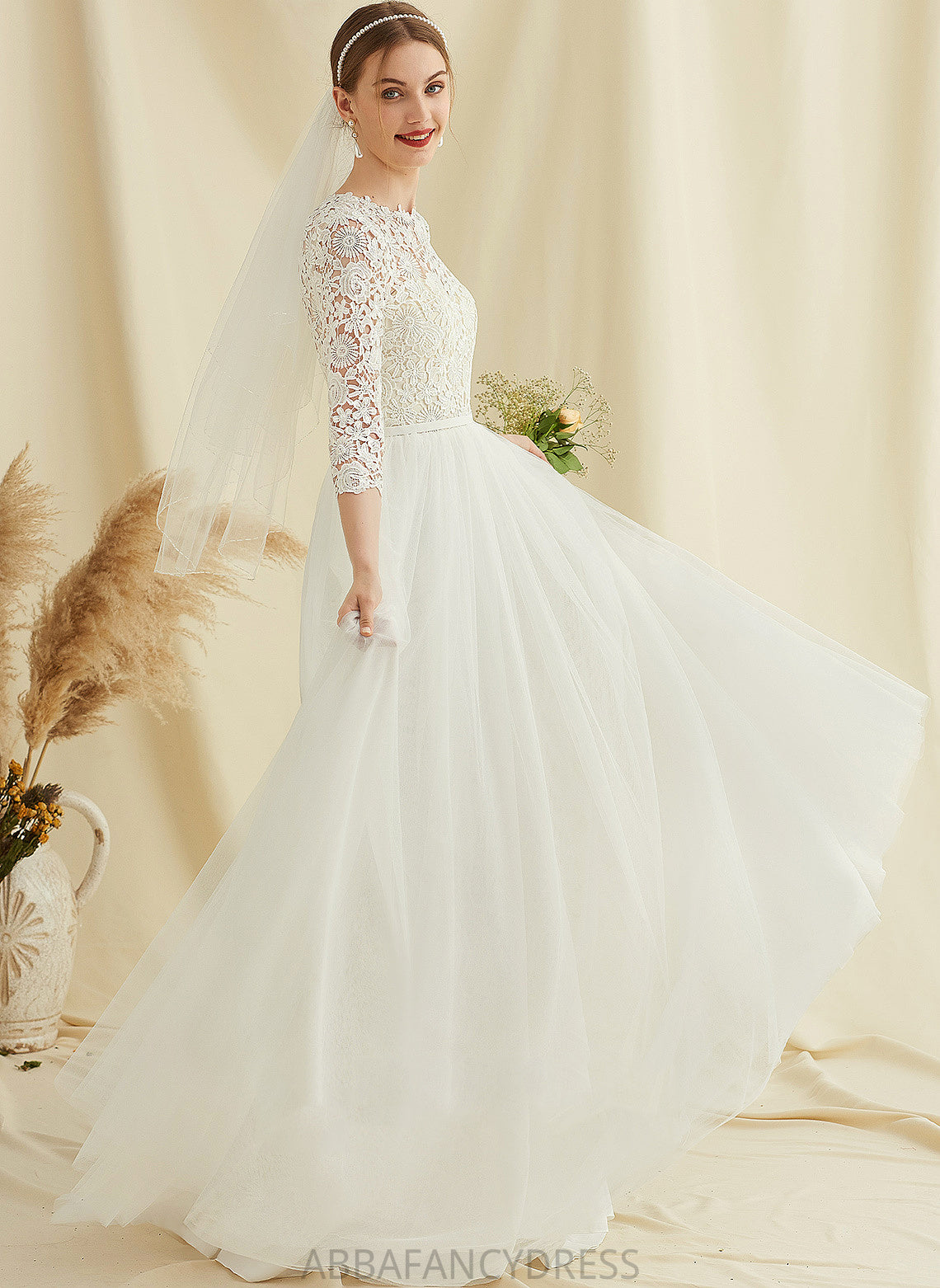 Kaylin Wedding Dress Wedding Dresses A-Line Lace Sweep Train Tulle