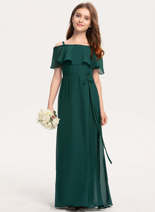 Bow(s) Floor-Length Laci Junior Bridesmaid Dresses Chiffon A-Line Off-the-Shoulder With