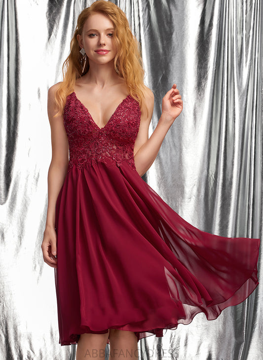 Skye A-Line Dress Knee-Length Homecoming Chiffon Homecoming Dresses V-neck