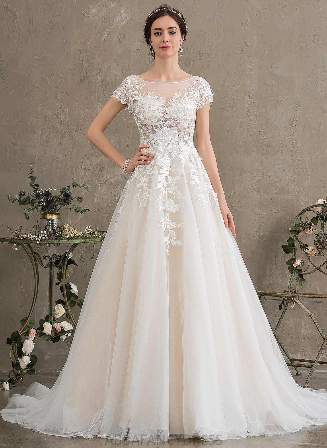 Dress Train Illusion Wedding Parker Tulle Wedding Dresses Ball-Gown/Princess Court