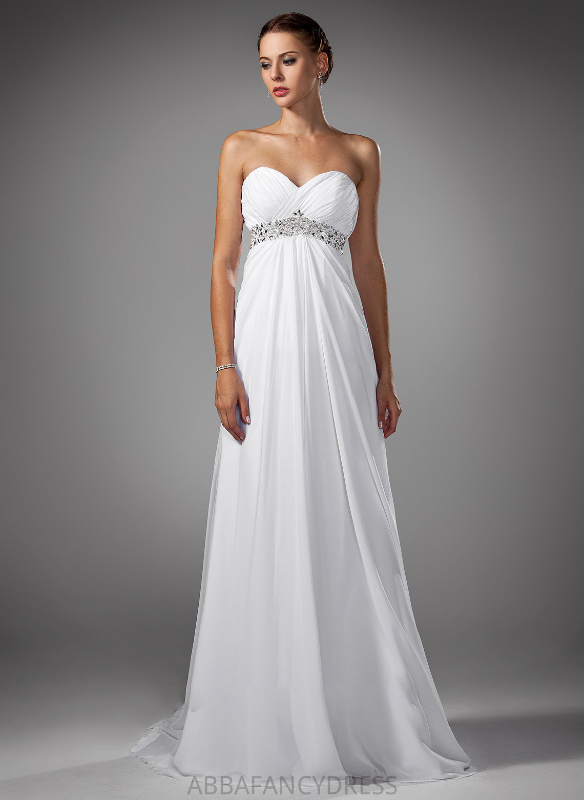 Sweep Empire With Sweetheart Chiffon Wedding Dresses Dress Serenity Beading Wedding Ruffle Train