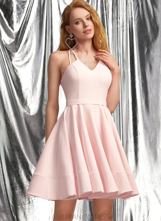 Short/Mini Dress Crepe Homecoming Dresses A-Line V-neck Stretch Deanna Homecoming