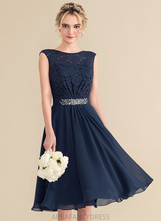 Scoop Danika Dress Knee-Length With Neck Lace Lace A-Line Bow(s) Homecoming Dresses Beading Chiffon Homecoming