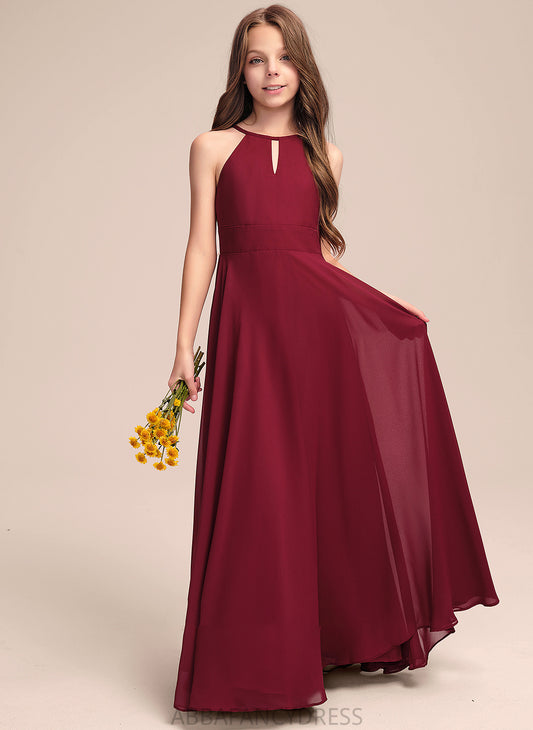 Chiffon Scoop Junior Bridesmaid Dresses Floor-Length Neck Sofia A-Line