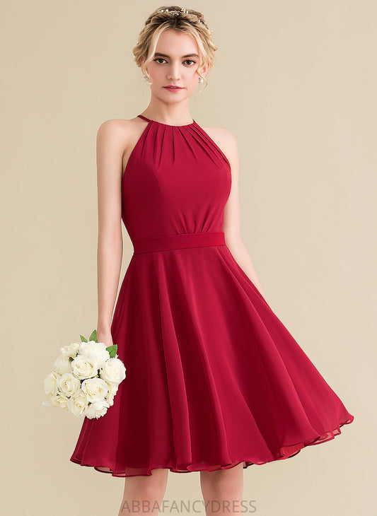 With Bow(s) Homecoming Dresses Dress Chiffon Knee-Length Neck Nicola Ruffle Homecoming A-Line Scoop