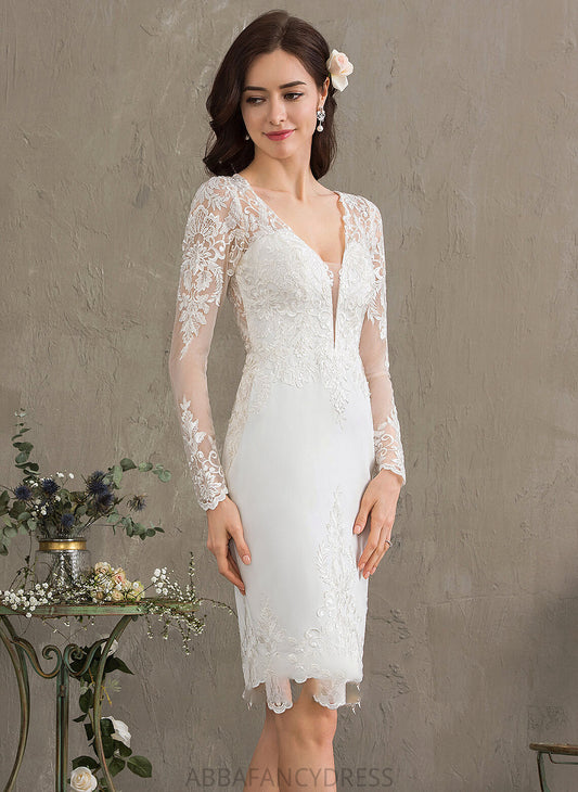 Crepe Stretch Wedding Sheath/Column Dress V-neck Wedding Dresses Marlie Knee-Length