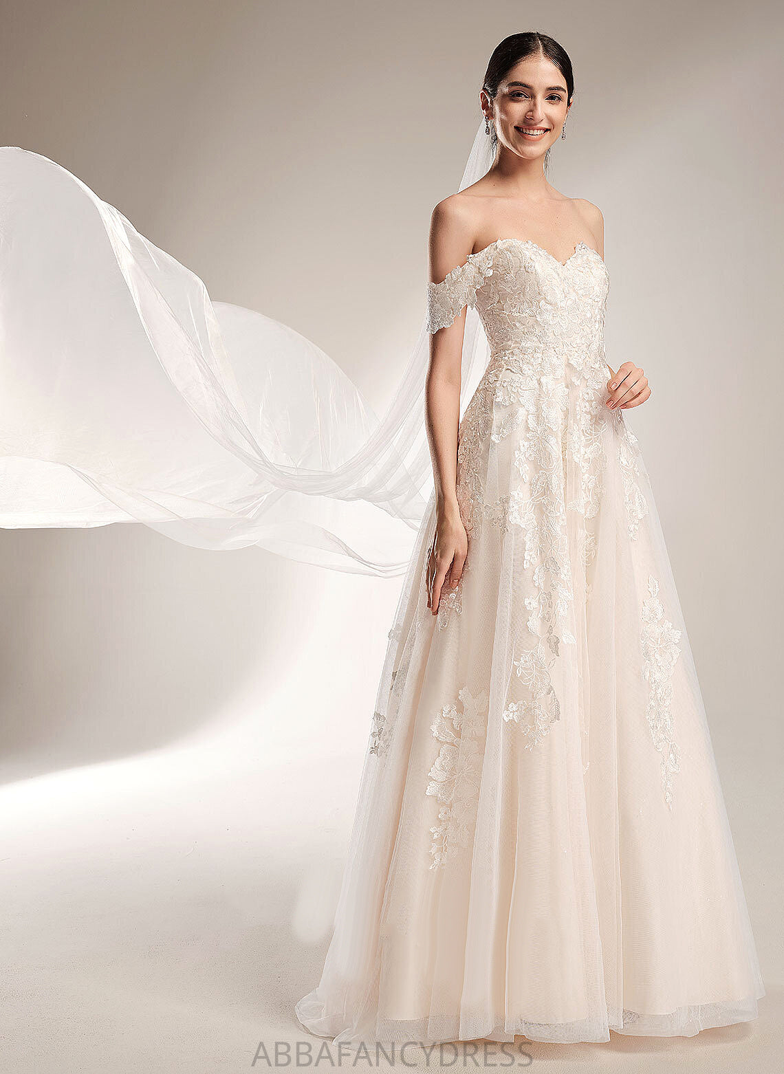 Train Wedding Dresses Tulle Sophie Dress Ball-Gown/Princess Chapel Lace Off-the-Shoulder Wedding