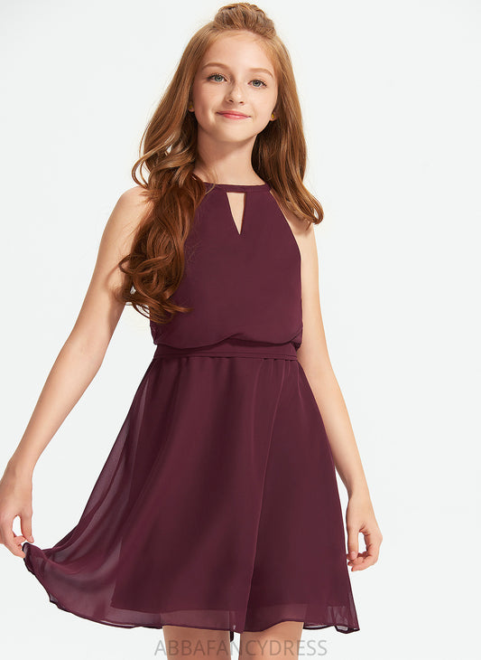 Scoop With Chiffon Neck Junior Bridesmaid Dresses A-Line Deanna Knee-Length Bow(s)