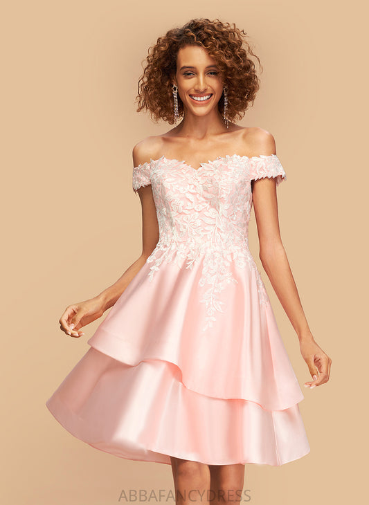 Aniyah Off-the-Shoulder Knee-Length With Homecoming Satin Lace Sequins A-Line Homecoming Dresses Dress