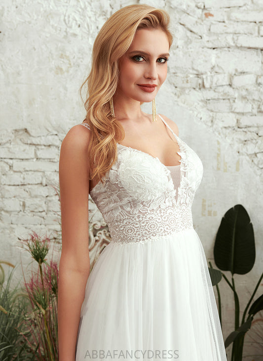 V-neck A-Line Dress Ally Wedding Dresses Wedding Floor-Length