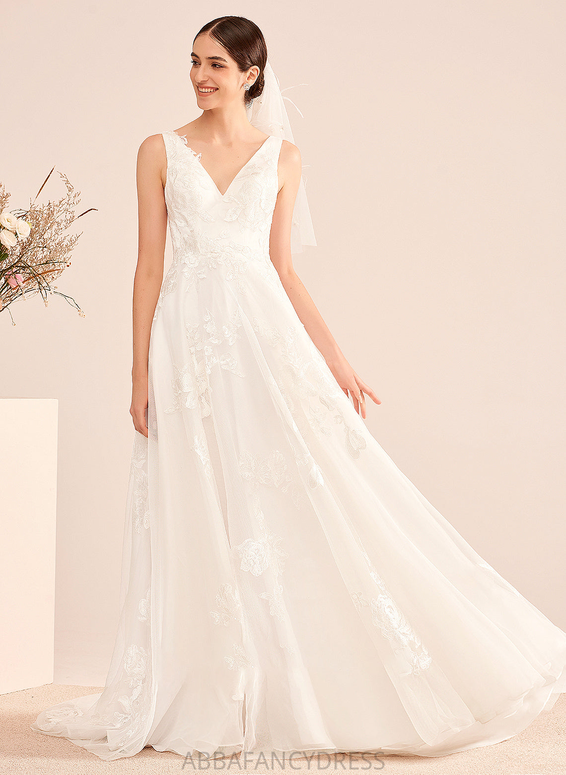 A-Line Nancy Wedding Dresses Court Dress Train V-neck Lace With Wedding