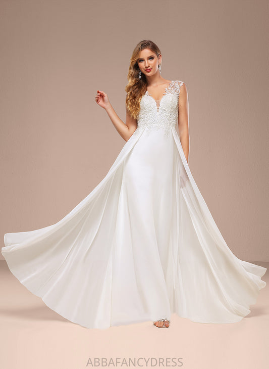 Wedding Dresses V-neck Lace Dress Kenley Chiffon A-Line Wedding Sweep Train