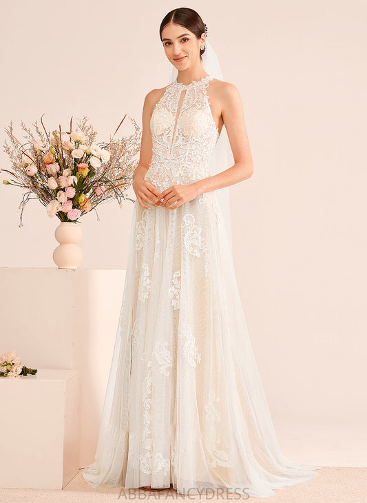 High Sariah Train With Beading Neck Court Wedding Dresses A-Line Wedding Dress