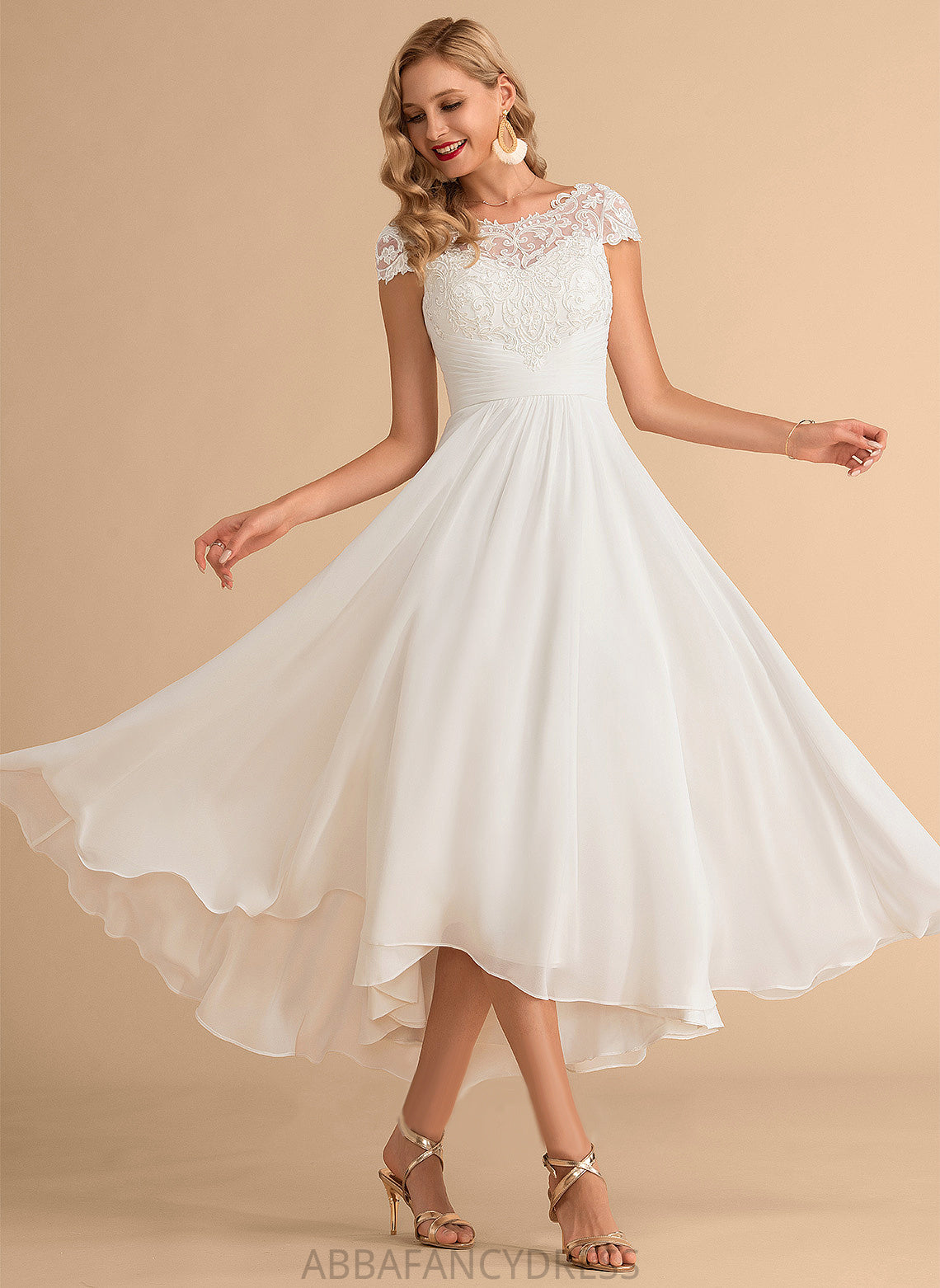 Asymmetrical Dress India Scoop Wedding Wedding Dresses A-Line Neck Chiffon Lace