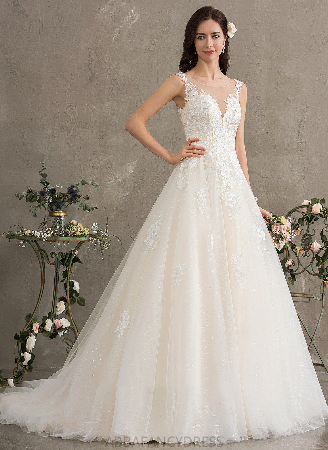 Tulle Dress Court Kiersten Wedding Illusion Wedding Dresses Ball-Gown/Princess Train