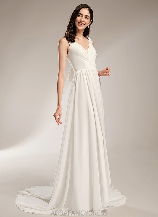 Train Wedding A-Line V-neck With Court Dress Lace Sadie Wedding Dresses