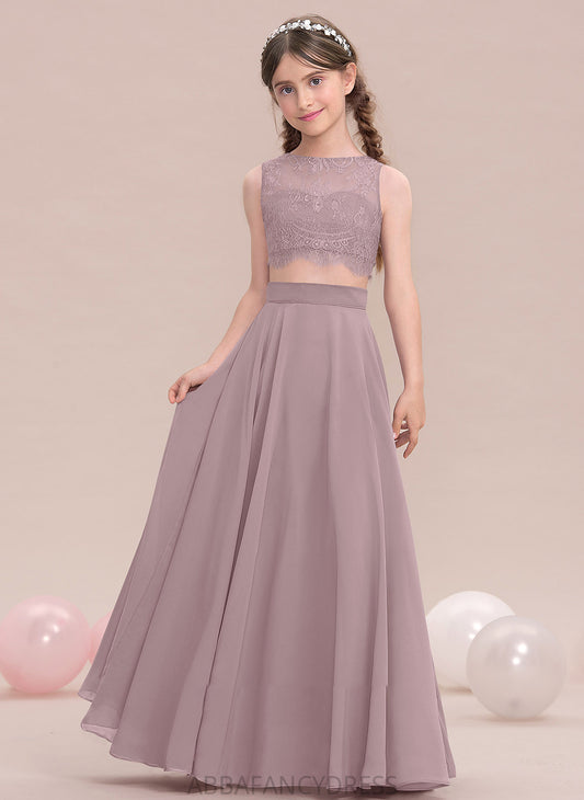 A-Line Juliana Scoop Chiffon Floor-Length Junior Bridesmaid Dresses Neck