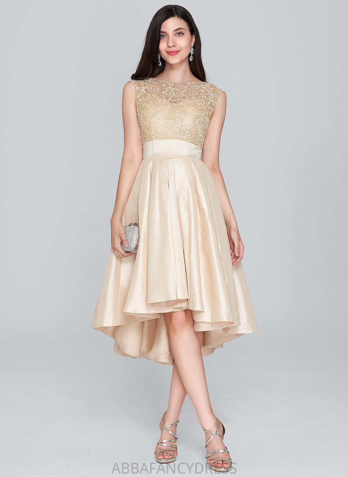 Asymmetrical Lace Tiffany Dress With Homecoming Dresses Neck A-Line Scoop Taffeta Homecoming