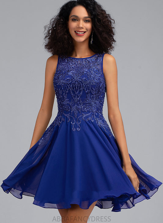 Beading Homecoming Scoop Homecoming Dresses With Dress Chiffon Neck A-Line Lace Short/Mini Natalia