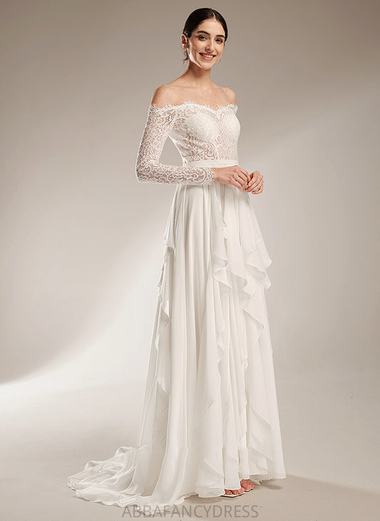 Dress Train A-Line Ruffle Reina With Wedding Off-the-Shoulder Court Wedding Dresses