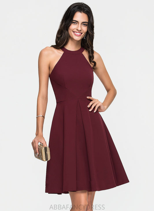 A-Line Scoop With Homecoming Dresses Neck Satin Homecoming Ruffle Sue Dress Knee-Length