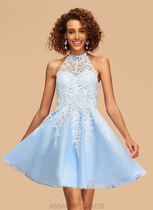 Short/Mini Dress Lace Tulle Alessandra Homecoming Dresses Halter A-Line With Homecoming