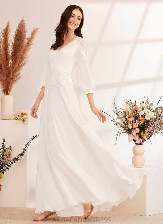 Dress Lace Wedding A-Line Haley Chiffon Wedding Dresses With Floor-Length V-neck