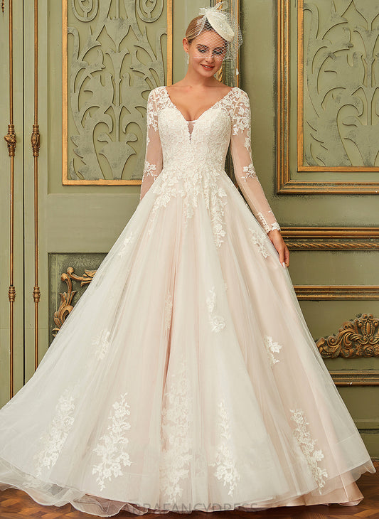 Dress Train Court Tulle V-neck Lace Ball-Gown/Princess Giada Wedding Dresses Wedding