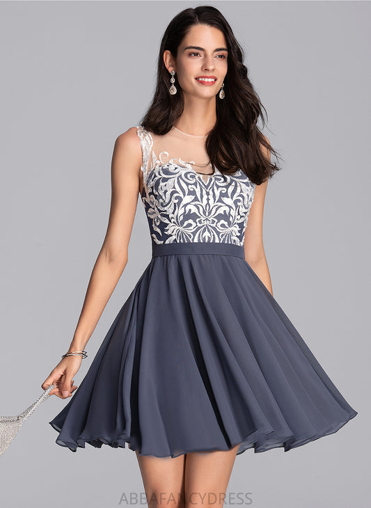 Homecoming Dresses A-Line Neck With Dress Chiffon Lace Homecoming Scoop Kaylah Short/Mini