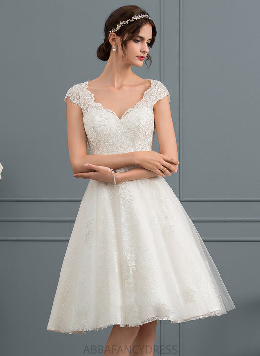 Knee-Length A-Line Rylie Tulle Dress Wedding Dresses Wedding Lace V-neck