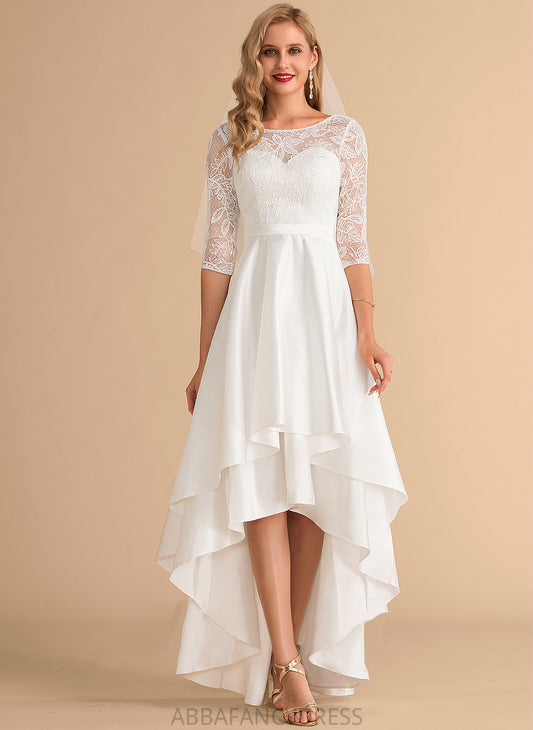 Asymmetrical Lace A-Line Lucy Scoop Wedding Wedding Dresses Dress Satin