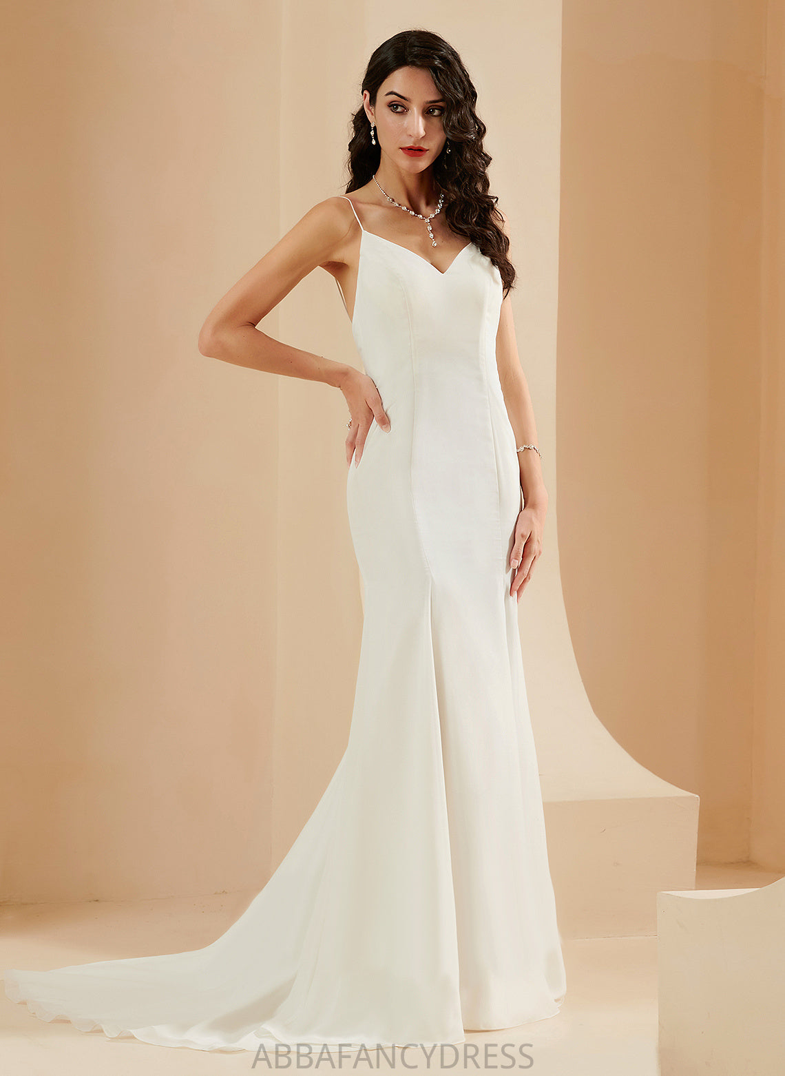 Selah Train V-neck Wedding Dresses Dress Wedding Trumpet/Mermaid Chiffon Court