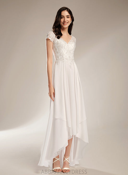 Lace A-Line Asymmetrical Wedding Dresses Dress Elyse V-neck Wedding Chiffon With