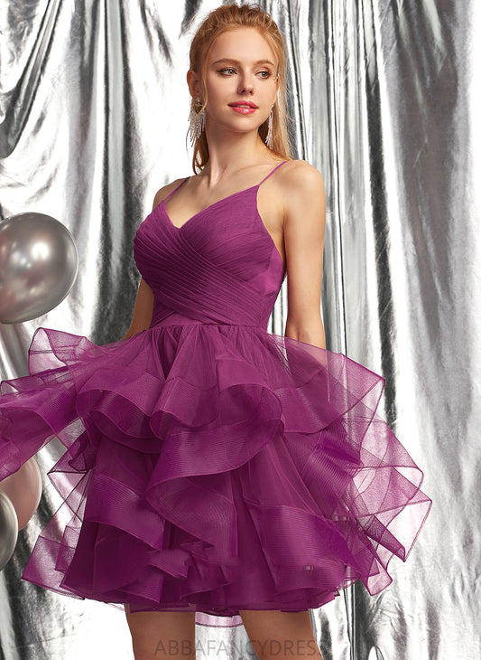 Tulle Dress Karlee Homecoming Dresses Homecoming Short/Mini Ball-Gown/Princess V-neck