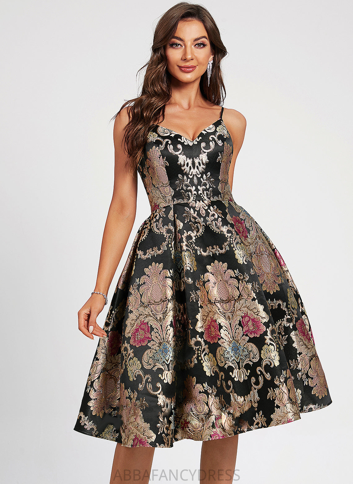 Dress A-Line Lace With Flower(s) Homecoming Karlie Knee-Length V-neck Homecoming Dresses