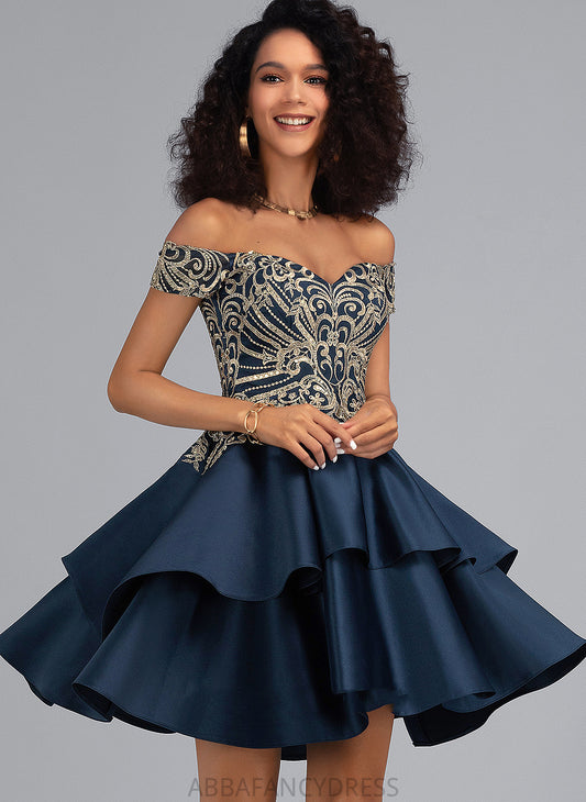 Short/Mini Lace A-Line Satin Off-the-Shoulder Homecoming Dresses Dress Aiyana Homecoming With