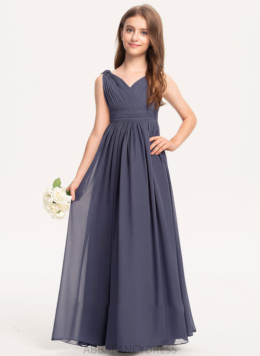 Ruffle V-neck With Junior Bridesmaid Dresses Justice A-Line Chiffon Floor-Length