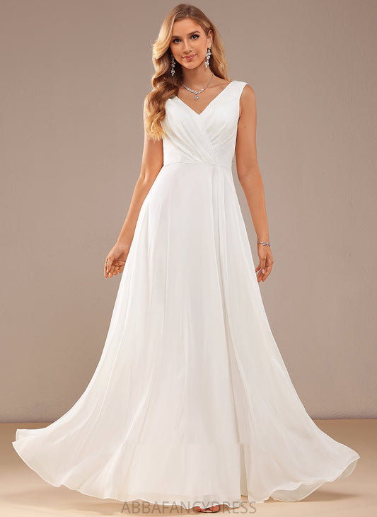 Lace V-neck Floor-Length With Wedding Payton Chiffon Dress A-Line Wedding Dresses