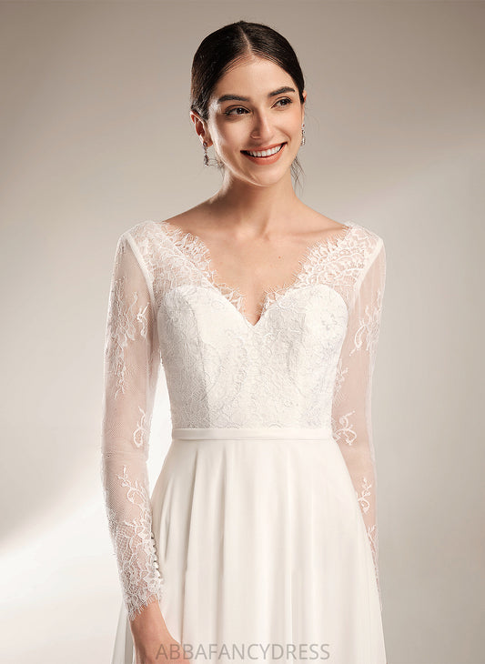 Amiya Wedding Dresses V-neck A-Line Dress Train Wedding Sweep