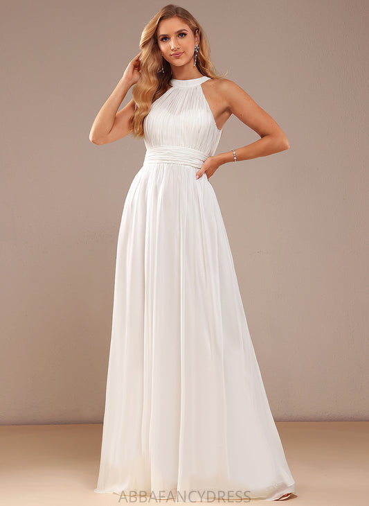 Ruffle High Chiffon With Dress Neck Wedding Dresses Ryan Wedding Floor-Length A-Line