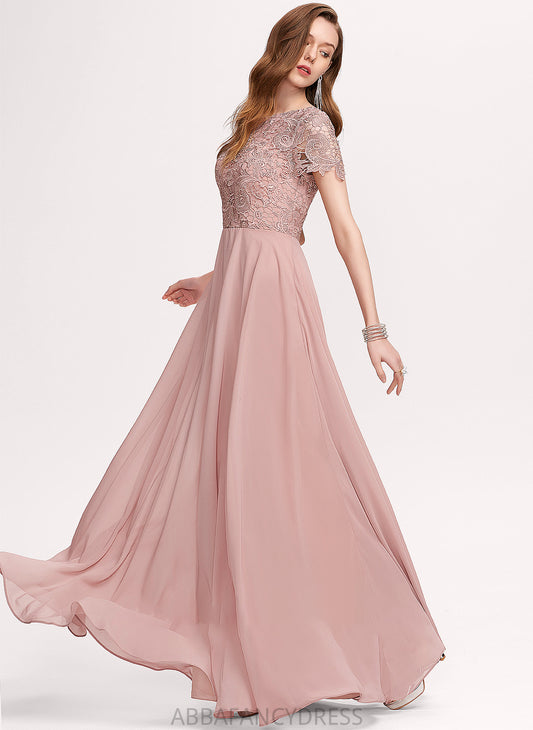 Prom Dresses Floor-Length A-Line Sequins Audrey Scoop Neck With Chiffon