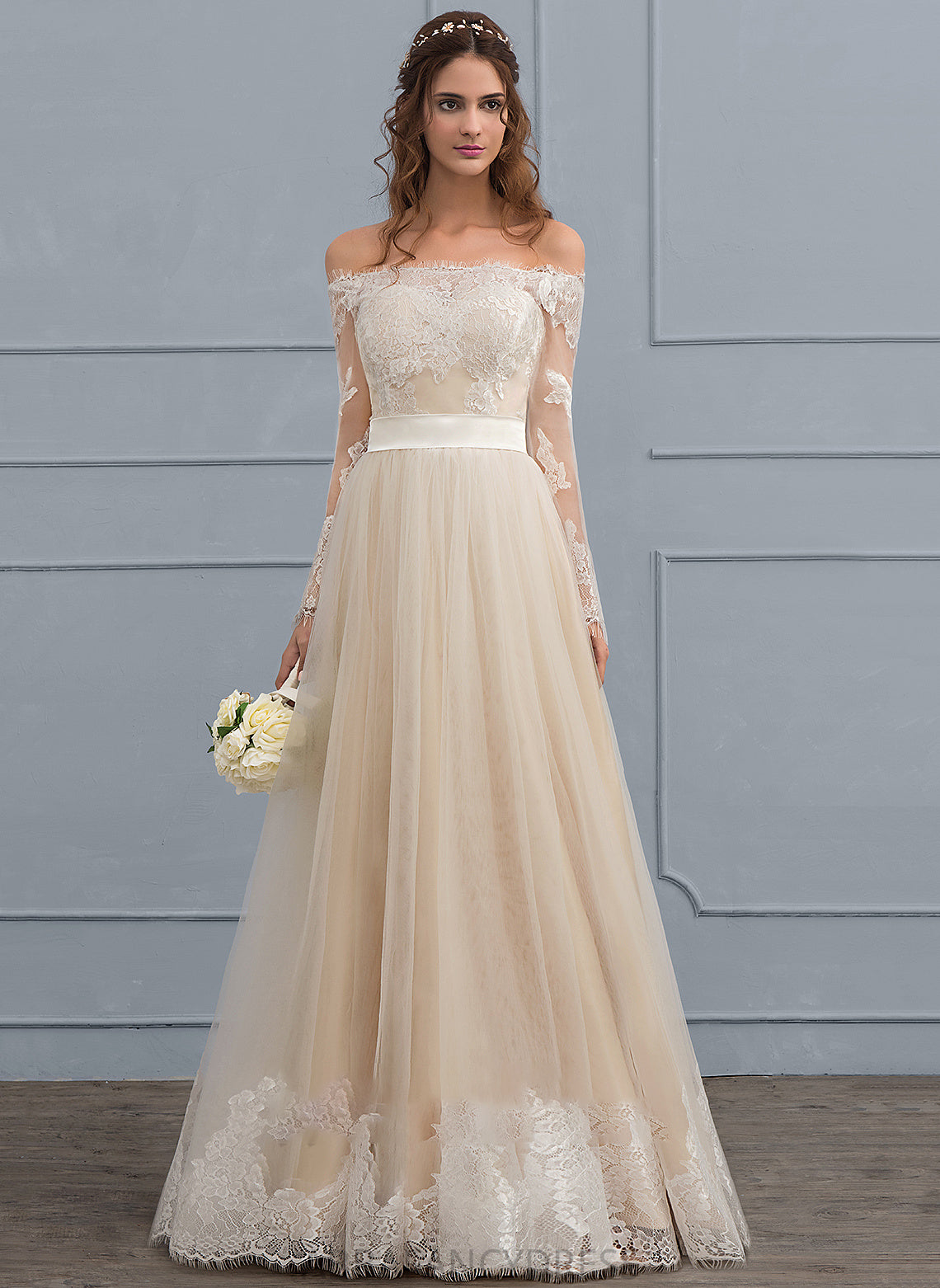 Tulle Lace Wedding Dresses A-Line Moriah Floor-Length Dress Wedding