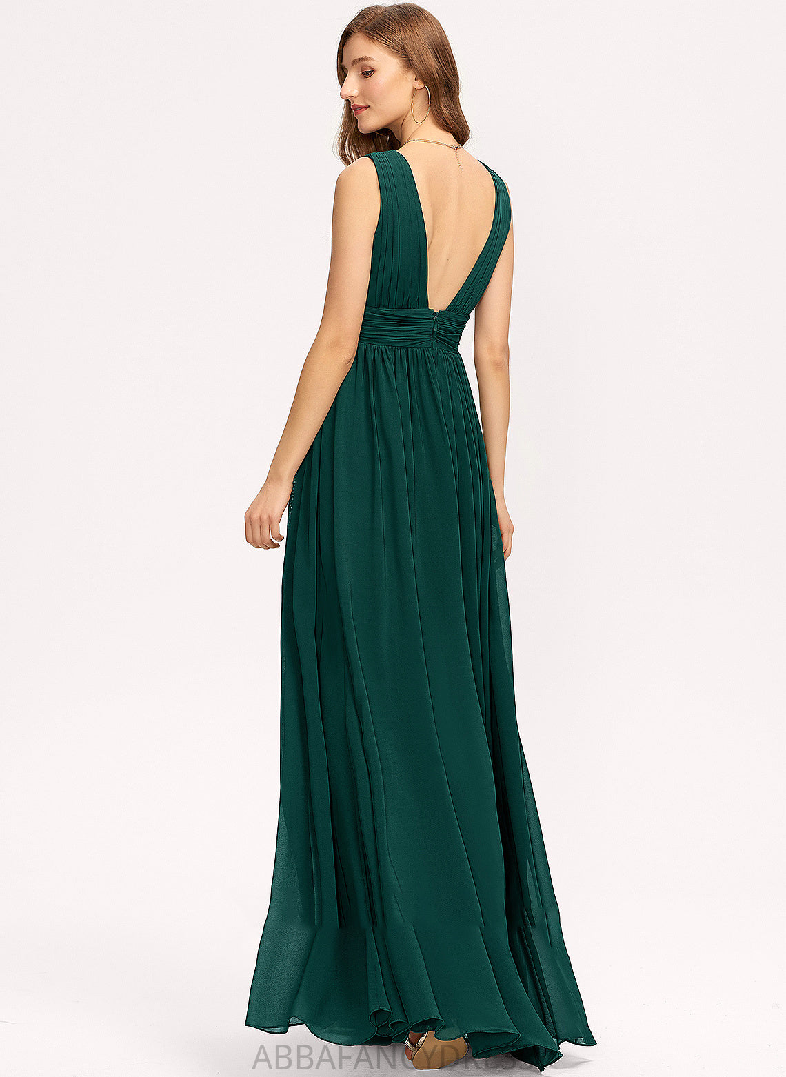 Prom Dresses Floor-Length Front Split V-neck With Alula A-Line Chiffon