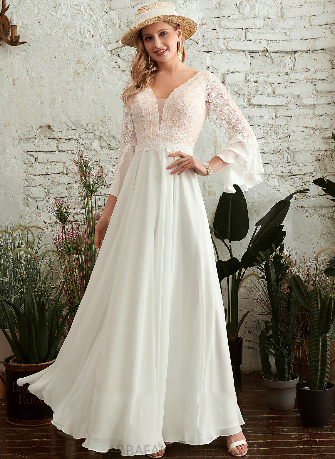 Wedding Dresses Floor-Length A-Line V-neck Wedding Lilia Dress