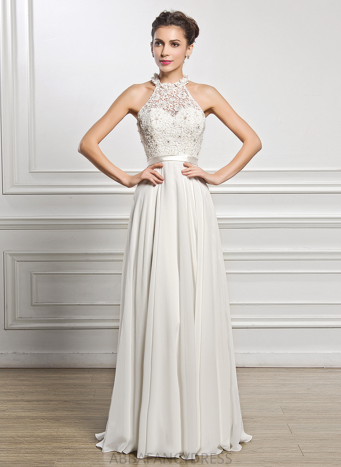 Beading Imani With Dress Wedding Dresses Lace Chiffon A-Line Wedding Sequins Floor-Length