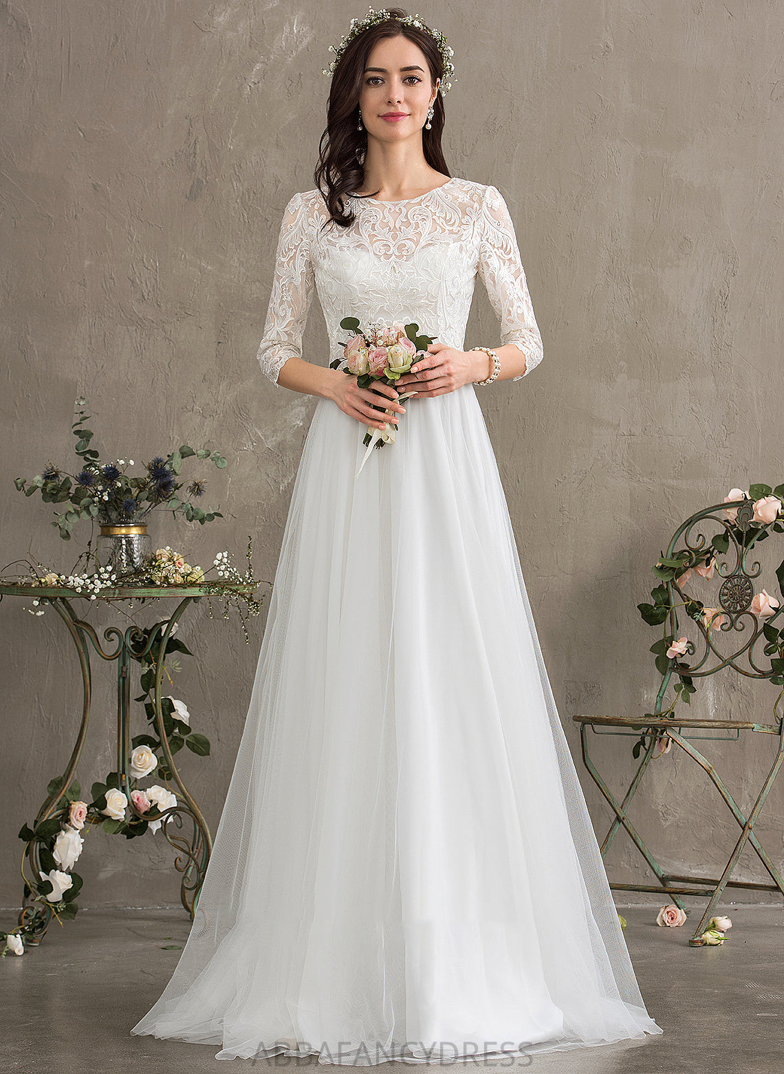 Wedding Floor-Length Tulle Dress A-Line Kirsten Wedding Dresses Sweetheart